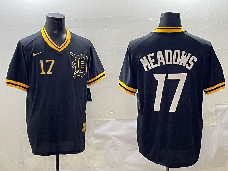 Men Detroit Tigers #17 Meadows Black Gold Game 2025 Nike MLB Jersey style 3->detroit tigers->MLB Jersey